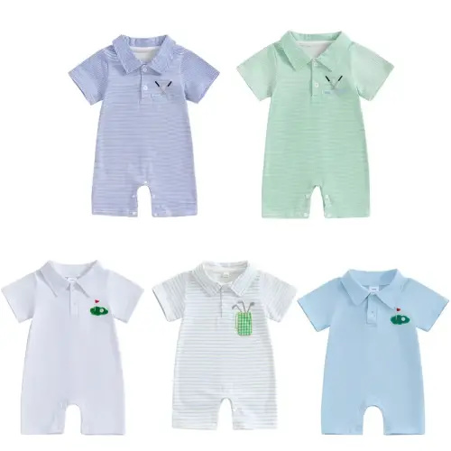 Baby Boy Golf Outfit Newborn Short Sleeve Golf Club Embroidery - TikTok Shop