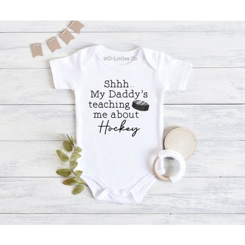 Hockey Baby Onesie®, Hockey Baby Shower, Funny, Hockey Baby, Hockey Toddler Shirt, Hockey Onesie®, Hockey with Daddy, Boy Baby Shower