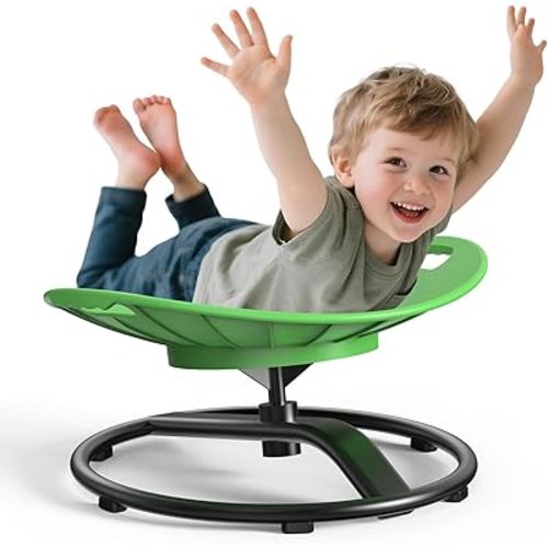 Spinning Chair for Autistic Kids - Safety Handle Sensory Chair for Autistic Children with Non-Slip Design, 3-8 Years Kids Swivel Chairs (Green)