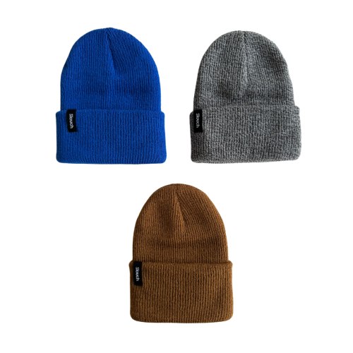 Royal Blue, Heather Gray, & Copper Knit Cuff Beanie Bundle