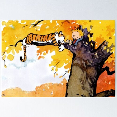 Calvin And Hobbes Bill Watterson Canvas Wall Art Print Cute Kids Decor Poster