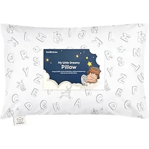 Toddler Pillow with Pillowcase - 13x18 My Little Dreamy Kids Travel Bed Pillows for Sleeping, Organic Cotton Small Pillowcase, Soft & Breathable, Machine Washable, Toddlers 2-5 years old (ABC Land)