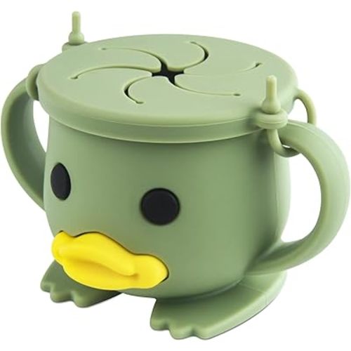 Silicone Snack Cup for Toddlers | Spill Proof Food Containers| Baby Snack Catcher| Food Grade Silicone BPA-Free, Dishwasher Safe