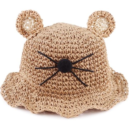 JANGANNSA Baby Straw Hat Outdoor Baby Sun Protection Hats Summer Bowknot Beach Cap for Infant Toddler Girls