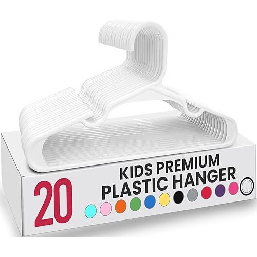 Utopia Home 20 Pack Kids Hangers - 11.5 Inch Plastic Baby Hangers for Closet - Childrens Hanger for Clothes & Infant Hanger for Closet - for Everyday Standard Use (White)