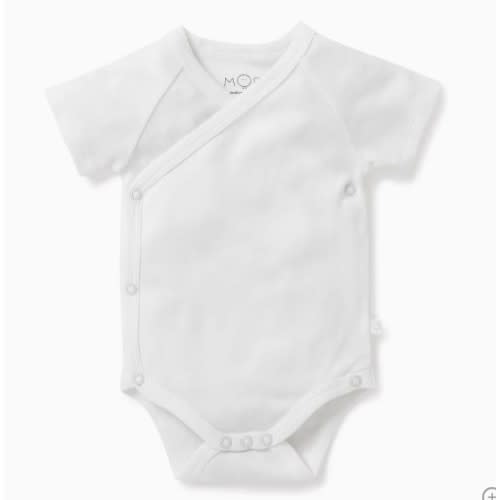 Short Sleeve Kimono Bodysuit White / 3-6 M
