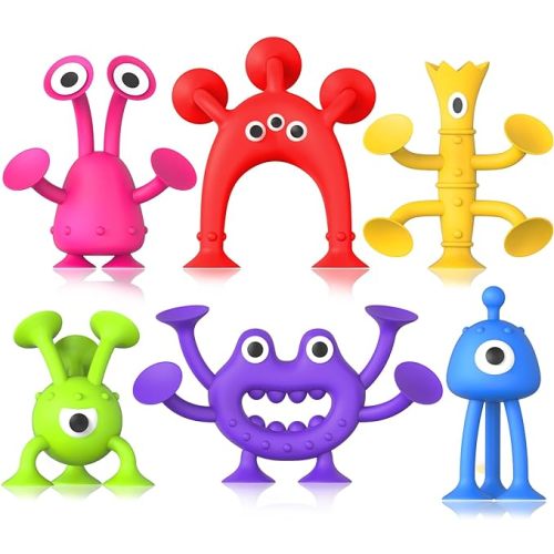 Baby Bath Toys Suction Toy: No Hole Bath Toy for Baby Toddlers - Kids Mini Sensory Fidget Suction Cup Toys for Boys Girls - Window Building Toy Gifts Easter Basket Stuffers Egg Fillers (Ages 3+)