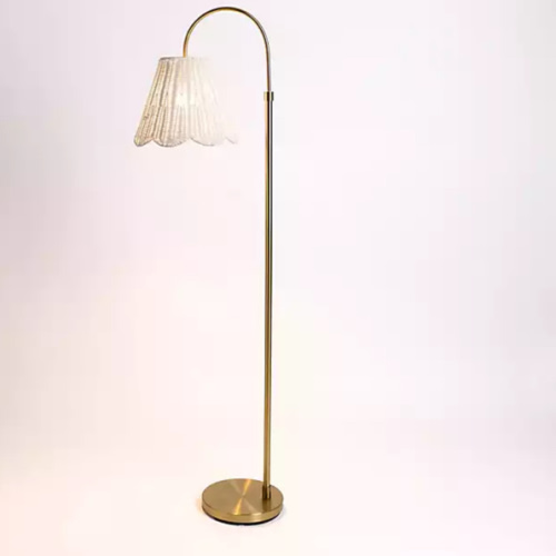 Gold Arched Floor Lamp with White Rattan Shade | Kirklands Home