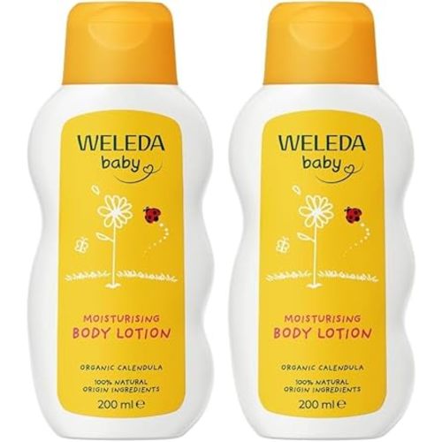 Weleda Baby Calendula Comforting Body Lotion, Plant Rich Moisturizer with Calendula, Chamomile, Sweet Almond and Sesame Oils, 6.8 Fl Oz (Pack of 2)