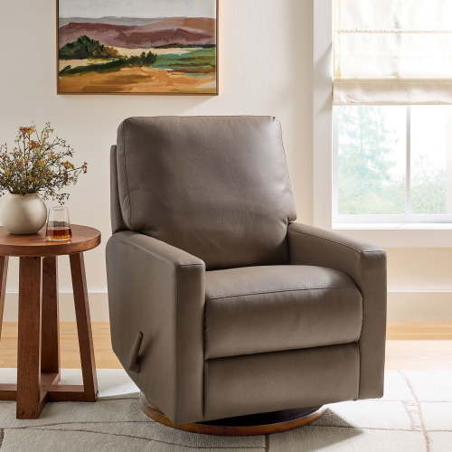 Better Homes & Gardens Modern Farmhouse Glider Recliner, Taupe Faux Leather