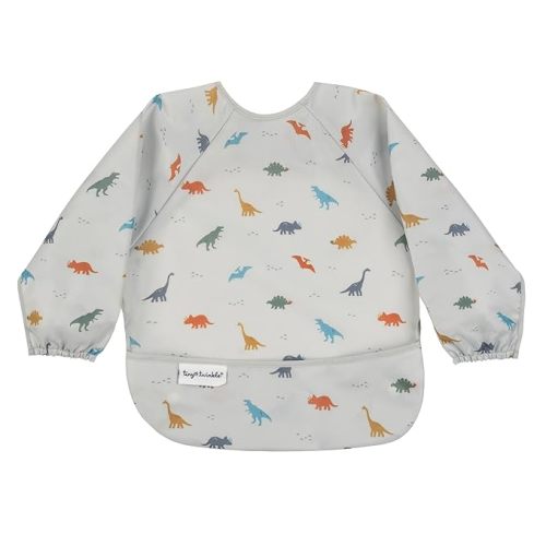 Tiny Twinkle Long Sleeve Bib for Babies & Toddlers | Waterproof Smock Bib for Eating | Machine Washable & Mess-Proof Feeding Essentials | Newborn Shower Gift (Dinosaur, 6–24M)