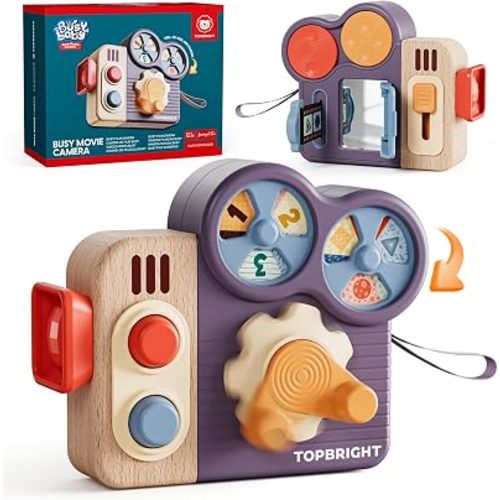 TOP BRIGHT Busy Board for 1 Year Old, Montessori Toys for Toddlers