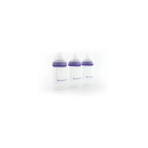 Lansinoh Anti-Colic Baby Bottles, BPA-Free Plastic, 8oz, 3pk, Medium Flow Nipples (Size M), Breastfeeding Bottle, NaturalWave Design, Baby Essentials HSA/FSA Eligible