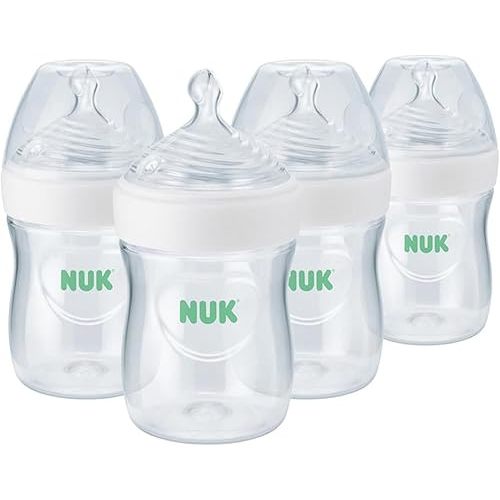 NUK Simply Natural Baby Bottle with SafeTemp, 5 oz, 4 Count