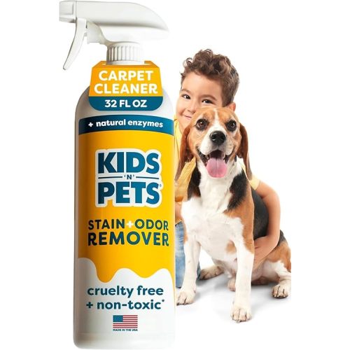 KIDS 'N' PETS Instant All-Purpose Stain & Odor Remover Permanently Eliminates Dog Pee, Cat Urine, Other Smells, Spots from Home Carpet, Couch, Furniture, Mattress, Fabric. Non-Toxic, Child Safe - 32oz