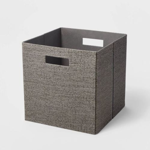 13" x 13" Fabric Bin Woven Texture Dark Gray - Brightroom™: 13 Inch Storage Cube, Decorative Storage, No Assembly