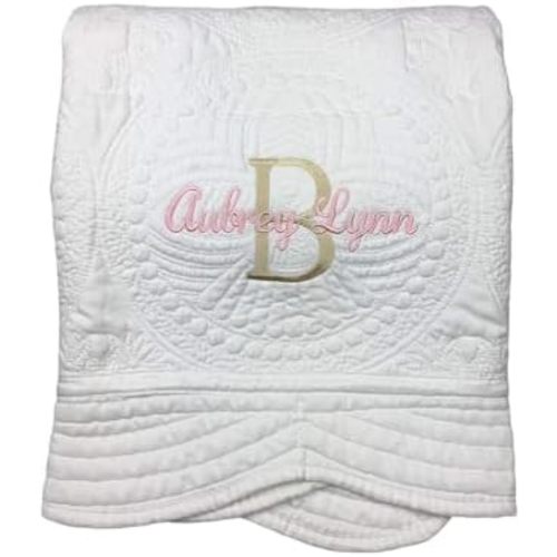 Personalized Baby Quilt Blankets Monogrammed Blankets for Kids Baby Blankets for Girls Embroidered Baby Gifts Soft for Toddler Girl or boy Crib Size Four Seasons Color Options