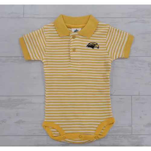 Baby Striped Polo Onesie with Eagle Head