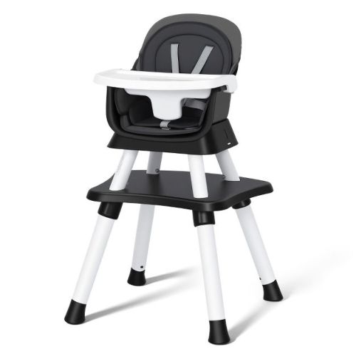 TODECARE Baby High Chair, 8 in 1 Convertible Highchair for Baby& Toddler, Booster Seat, Toddler Chair with Safety Harness, Removable Tray, Dark Gray