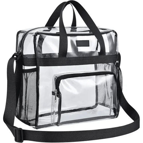 Bagenius Clear Tote Bag Stadium Approved, 12x6x12 Game Day Clear Satchel Bag with Shoulder Strap for Concert Work and Sports