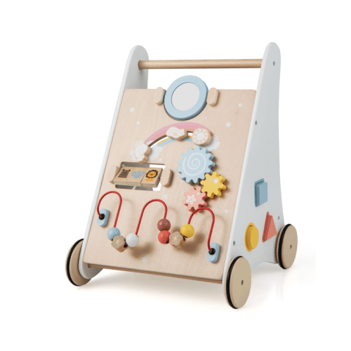 Costway 7-in-1 Activity Walker Wood Push Pull Cart