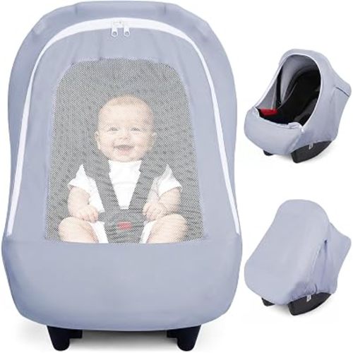 Baby Car Seat Cover with Mesh Window, Carseat Canopy for Girls Boys