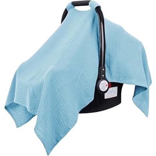 Metplus Muslin Car Seat Cover for Babies - Carseat Stroller Cover Infant Stroller Covers for Boys and Girls, Breathable & Lightweight, Fits Most Strollers & Baby Car Seats