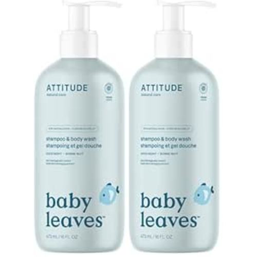 ATTITUDE 2-in-1 Shampoo and Body Wash for Baby, EWG Verified, Dermatologically Tested, Vegan, Good Night, 16 Fl Oz (Pack of 2)