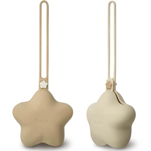 Moonkie Silicone Pacifier Holder Case, Cute Portable Pacifier Storage Case, 2 Pack