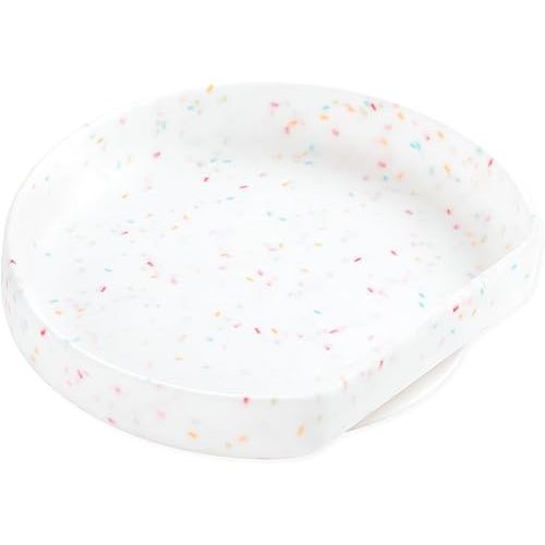 Bumkins Toddler and Baby Suction Plate, Silicone Grip Dish for Babies and Kids, Baby Led Weaning, Children Feeding Supplies, Non Skid Sticky Bottom, Platinum Silicone, 6 Months Up, Vanilla Sprinkles