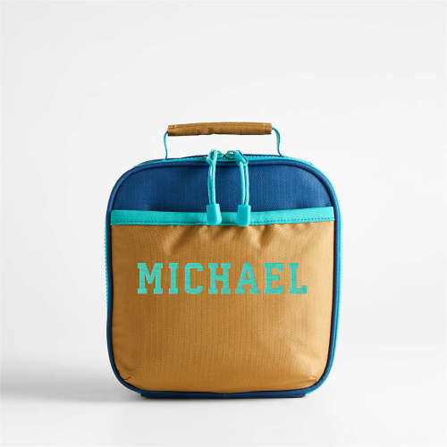 Dreamer Navy Blue and Ochre Colorblock Standard Soft Insulated Kids Lunch Box