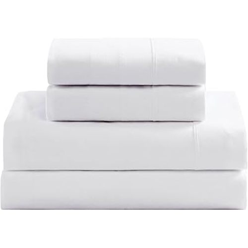 LANE LINEN 100% Organic Cotton Twin Sheets Set, 3Pc Twin Bed Sheets, Soft & Comfy Breathable Cotton Percale Sheets for Twin Size Bed, Dorm Room Essentials Low Pill Fade Resistant White Sheets