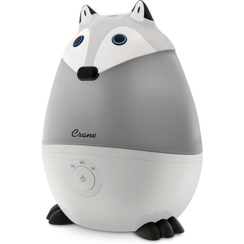 Crane Ultrasonic Cool Mist Animal Humidifier for Kids' Bedroom & Nursery, Adjustable 0.5 Gallon, Auto Shut-Off Silver Fox 0.5 Gallon Grey