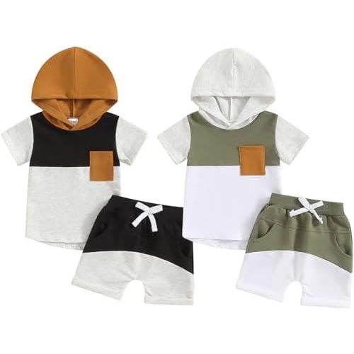 Baby Boys 4-Piece Cotton Shorts T-Shirt Summer Outfit Sets Infant Clothes