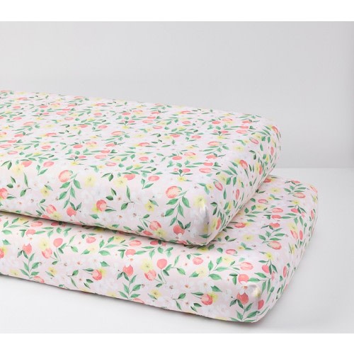 Paisley Peach Organic Crib Fitted Sheet