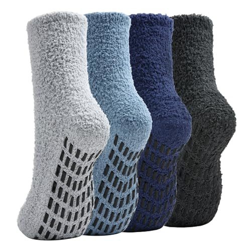 Slipper Socks for Women Men Grip Hospital Socks with Grips Fuzzy Non Slip Warm Womens Gifts
