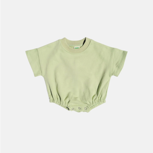 Short-Sleeve Baby Jumper (Green) – Baggy Cotton One-Piece | Oori Noa