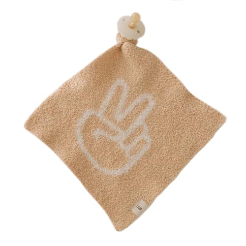 Forever French Baby | Lovey | Pacifier Holder | Lovey Gifts | Boy & Girl | Ideal for Age 0 Months & Up | Microfiber Feather Yarn (Peace Sign)
