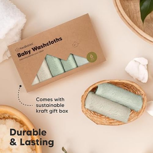 6-Pack Baby Washcloths - Soft Viscose Derived from Bamboo Washcloth, Baby Wash Cloths, Baby Wash Cloth for Newborn, Kids, Bath Baby Towels, Face Towel, Face Cloths for Washing Face(Hills) - 10x10 Inch (Pack of 6)