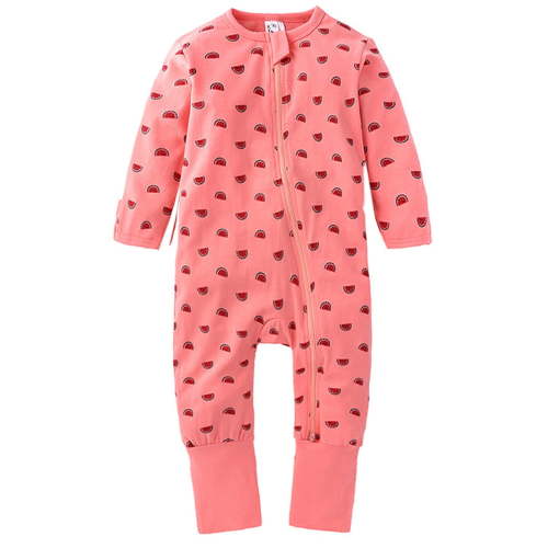 ENFLASH Baby Girls 2 Way Zipper Footless / Footed Pajamas Cotton Long Sleeve Romper with Mittens Sleep 'N Play