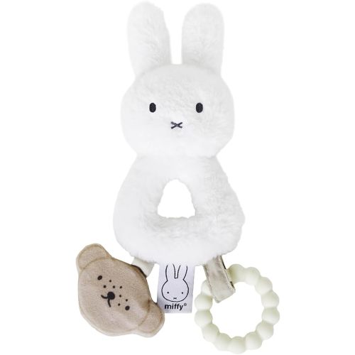 Kids Preferred Miffy Baby Ring Rattle – Soft Plush Material, Crinkle, Rattle Toy with Bumpy Ring Teether, Embroidered Details, Ages 0 Months & up