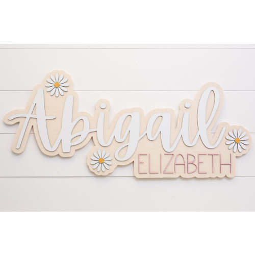 The Abigail Daisy Bubble Wood Sign / Custom Floral Wood Sign for Nursery – Shop House of Rounds