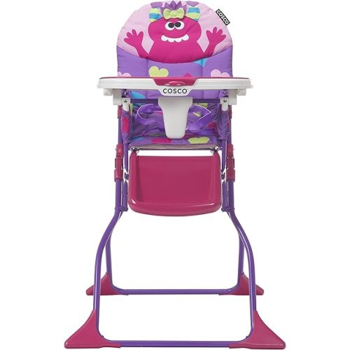 Cosco Kids Folding High Chair for Babies and Toddlers (from 6 Months to 50 lbs) Simple Fold Deluxe with 3-Position Tray, Portable High Chair, Monster Shelley