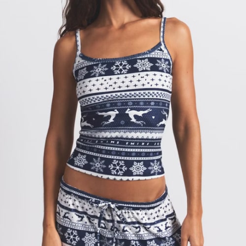 LOGO PLUSH POINTELLE CAMI | NAVY DEER FAIR ISLE