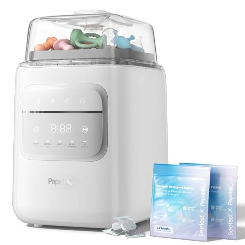 Papablic Bottle Washer Pro, Bottle Washer & Sterilizer & Dryer, 4-in-1 Sanitizer for Bottles, Pump Parts, C-Section& Baby Essentials - Quick & Clean with 60 Detergent Tablets