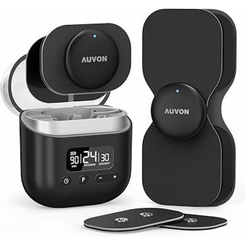 AUVON Wireless 24 Modes TENS Unit Muscle Stimulator for Pain Relief, Smart Rechargeable TENS Machine with Dual Size 6 TENS Pads for Physical Therapy, Pocket-Size TENS Device for Shoulder & Back Pain