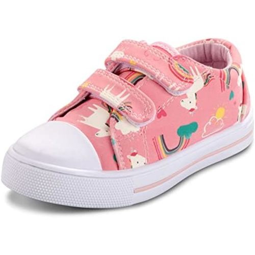 K KomForme Toddler Sneakers for Boys and Girls Dual Hook and Loops Sneakers Baby Canvas Shoes