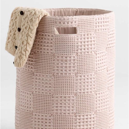Nella Lilac Rose Organic Cotton Waffle Weave Hamper with Handles