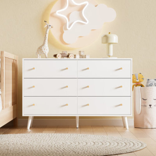 George Oliver 6 Drawers Dresser for Bedroom, Modern TV Stand Storage Chest of Drawers for Living Room, Bedroom | Wayfair