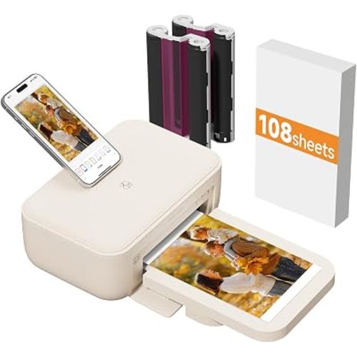 HPRT CP4100 4x6 Portable Photo Printer with 108 Sheets+2 Ribbons, Wi-Fi